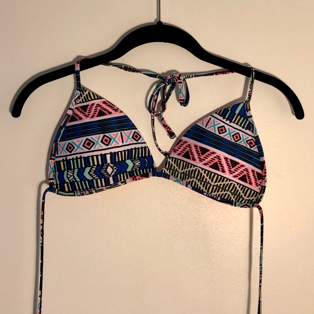 forever 21 blue pink triangle bikini top